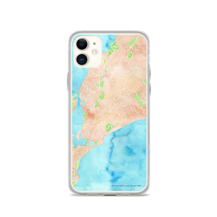 Custom iPhone 11 Chilmark Massachusetts Map Phone Case in Watercolor
