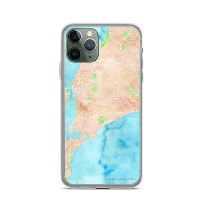 Custom iPhone 11 Pro Chilmark Massachusetts Map Phone Case in Watercolor