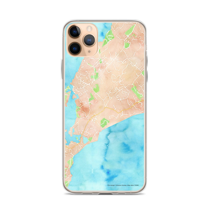 Custom iPhone 11 Pro Max Chilmark Massachusetts Map Phone Case in Watercolor