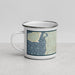 Left View Custom Chilmark Massachusetts Map Enamel Mug in Woodblock