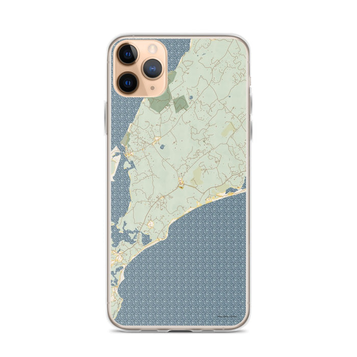 Custom iPhone 11 Pro Max Chilmark Massachusetts Map Phone Case in Woodblock