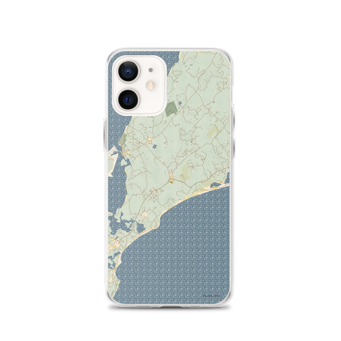 Custom iPhone 12 Chilmark Massachusetts Map Phone Case in Woodblock