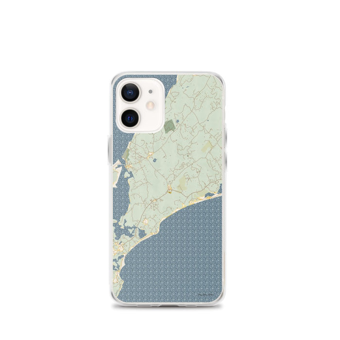 Custom iPhone 12 mini Chilmark Massachusetts Map Phone Case in Woodblock