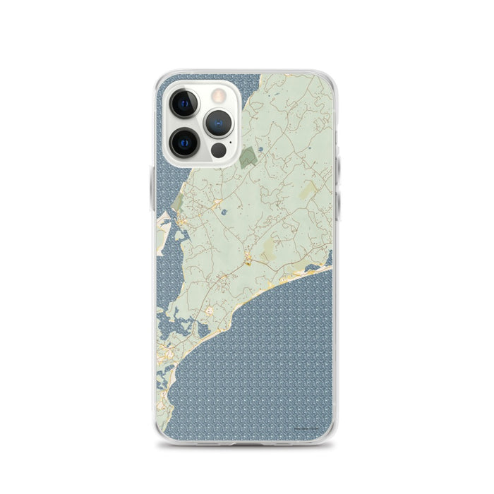 Custom iPhone 12 Pro Chilmark Massachusetts Map Phone Case in Woodblock