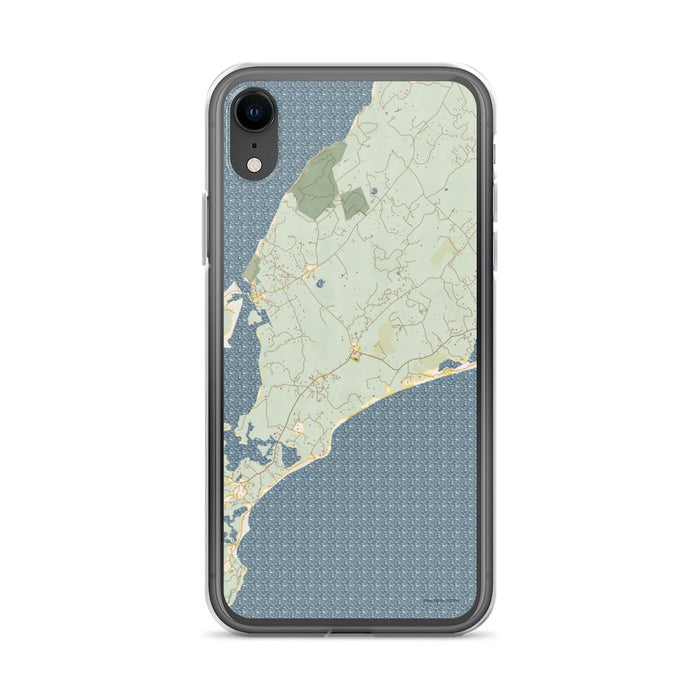 Custom iPhone XR Chilmark Massachusetts Map Phone Case in Woodblock