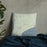 Custom Chilmark Massachusetts Map Throw Pillow in Woodblock on Bedding Against Wall