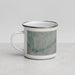 Left View Custom Chimayo New Mexico Map Enamel Mug in Afternoon