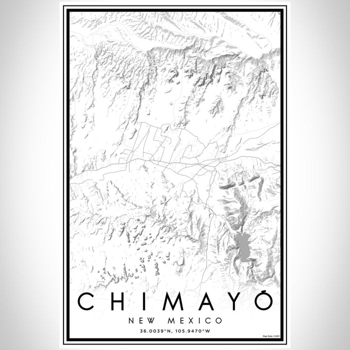 Chimayó New Mexico Map Print Portrait Orientation in Classic Style With Shaded Background