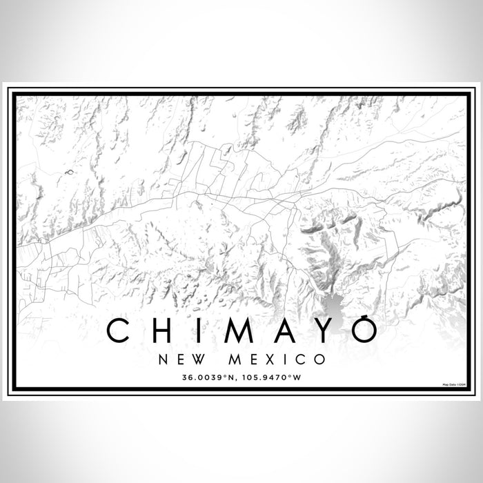 Chimayó New Mexico Map Print Landscape Orientation in Classic Style With Shaded Background