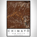 Chimayó New Mexico Map Print Portrait Orientation in Ember Style With Shaded Background