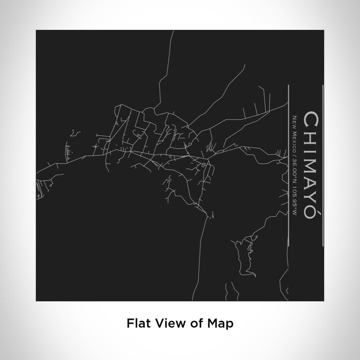 Rendered View of Chimayó New Mexico Map Engraving on 17oz Stainless Steel Insulated Tumbler in Black