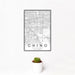 12x18 Chino California Map Print Portrait Orientation in Classic Style With Small Cactus Plant in White Planter