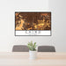 24x36 Chino California Map Print Lanscape Orientation in Ember Style Behind 2 Chairs Table and Potted Plant