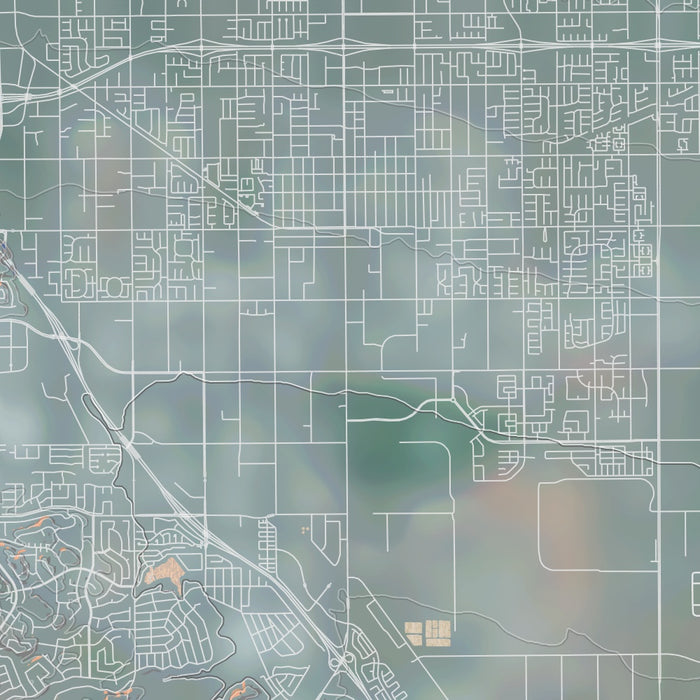 Chino California Map Print in Afternoon Style Zoomed In Close Up Showing Details