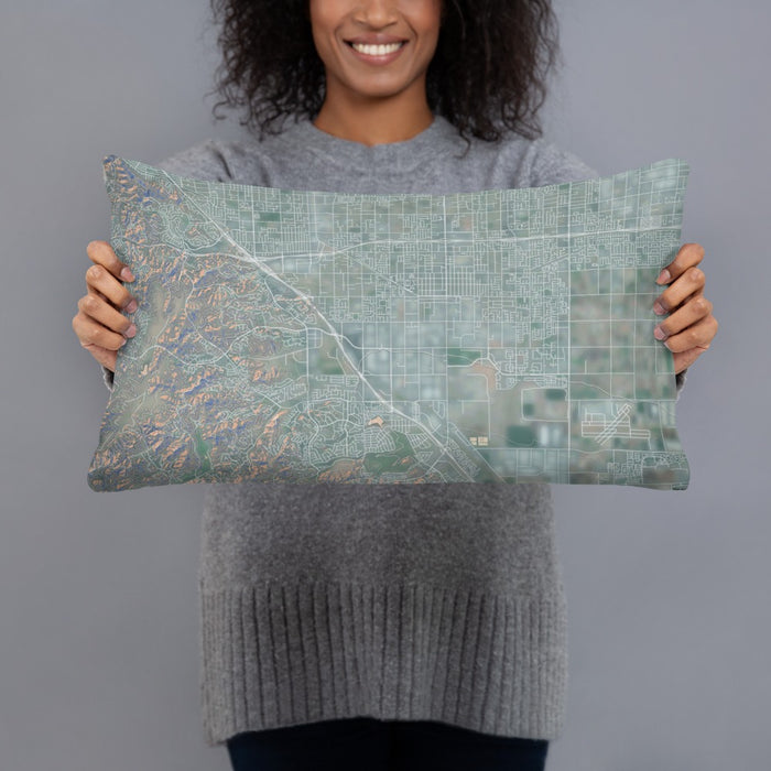 Person holding 20x12 Custom Chino California Map Throw Pillow in Afternoon