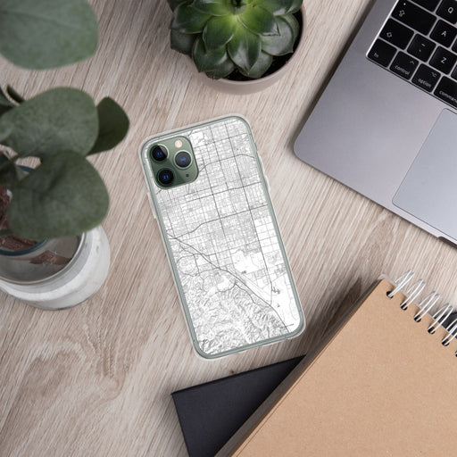 Custom Chino California Map Phone Case in Classic on Table with Laptop and Plant