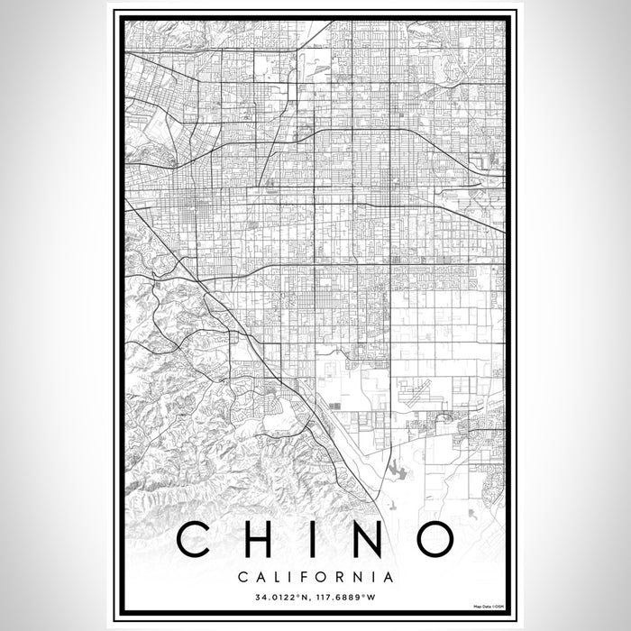 Chino California Map Print Portrait Orientation in Classic Style With Shaded Background