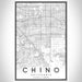 Chino California Map Print Portrait Orientation in Classic Style With Shaded Background