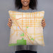 Person holding 18x18 Custom Chino California Map Throw Pillow in Watercolor