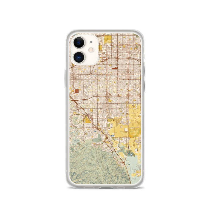 Custom iPhone 11 Chino California Map Phone Case in Woodblock