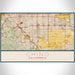 Chino California Map Print Landscape Orientation in Woodblock Style With Shaded Background