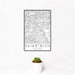 12x18 Chino Hills California Map Print Portrait Orientation in Classic Style With Small Cactus Plant in White Planter