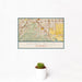 12x18 Chino Hills California Map Print Landscape Orientation in Woodblock Style With Small Cactus Plant in White Planter