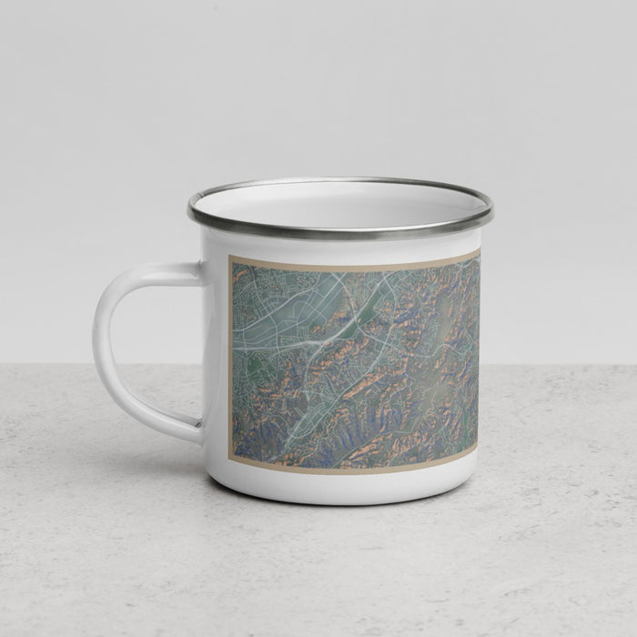 Left View Custom Chino Hills California Map Enamel Mug in Afternoon