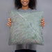 Person holding 18x18 Custom Chino Hills California Map Throw Pillow in Afternoon