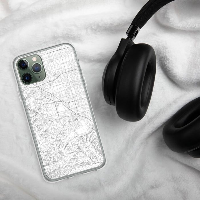 Custom Chino Hills California Map Phone Case in Classic on Table with Black Headphones
