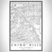 Chino Hills California Map Print Portrait Orientation in Classic Style With Shaded Background