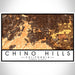 Chino Hills California Map Print Landscape Orientation in Ember Style With Shaded Background