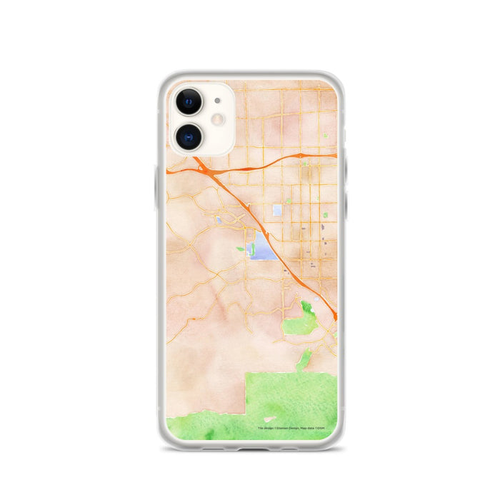Custom iPhone 11 Chino Hills California Map Phone Case in Watercolor