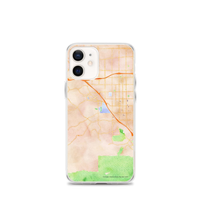 Custom iPhone 12 mini Chino Hills California Map Phone Case in Watercolor