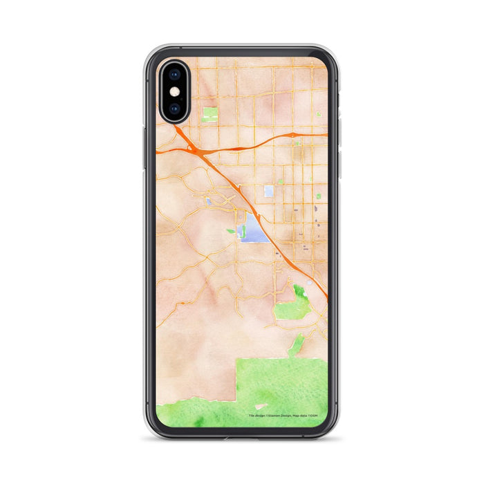 Custom iPhone XS Max Chino Hills California Map Phone Case in Watercolor