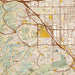 Chino Hills California Map Print in Woodblock Style Zoomed In Close Up Showing Details