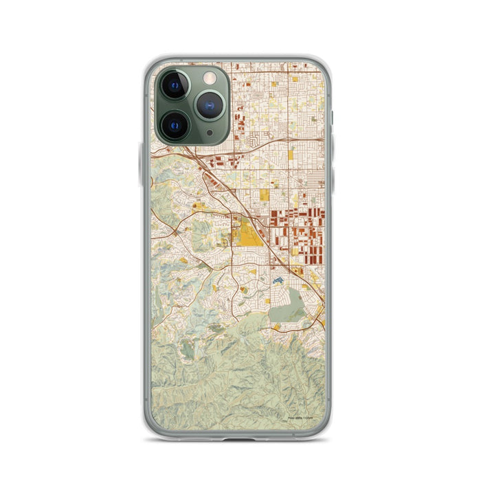 Custom iPhone 11 Pro Chino Hills California Map Phone Case in Woodblock