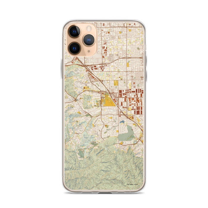 Custom iPhone 11 Pro Max Chino Hills California Map Phone Case in Woodblock