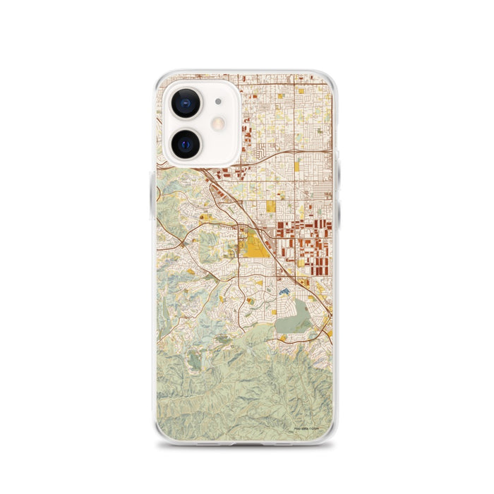 Custom iPhone 12 Chino Hills California Map Phone Case in Woodblock