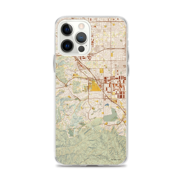 Custom iPhone 12 Pro Max Chino Hills California Map Phone Case in Woodblock