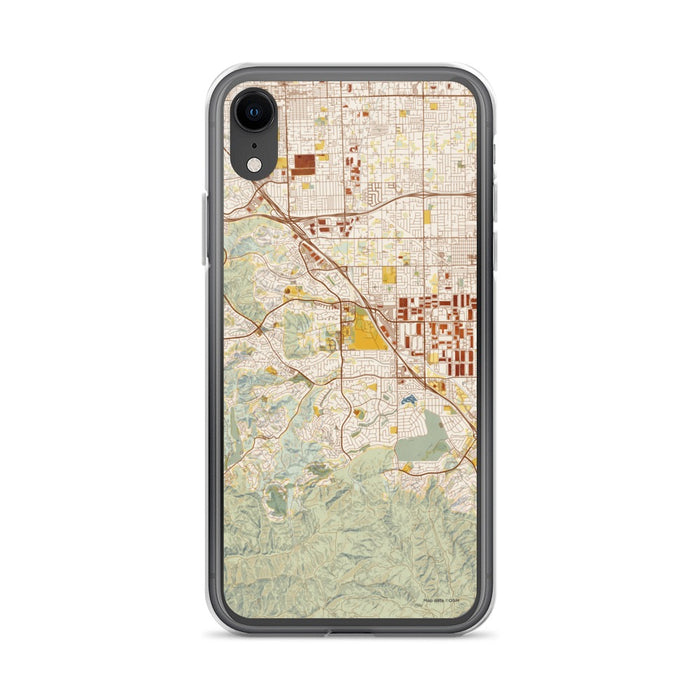Custom iPhone XR Chino Hills California Map Phone Case in Woodblock