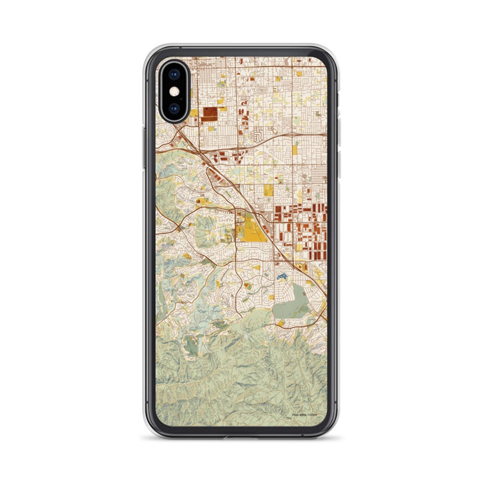 Custom iPhone XS Max Chino Hills California Map Phone Case in Woodblock