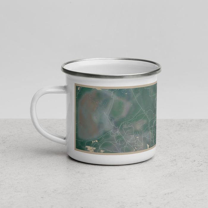Left View Custom Chisholm Minnesota Map Enamel Mug in Afternoon
