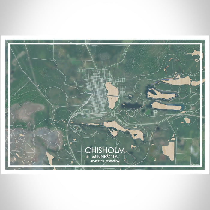 Chisholm Minnesota Map Print Landscape Orientation in Afternoon Style With Shaded Background