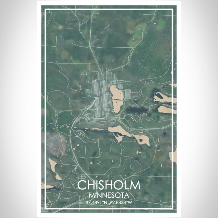 Chisholm Minnesota Map Print Portrait Orientation in Afternoon Style With Shaded Background