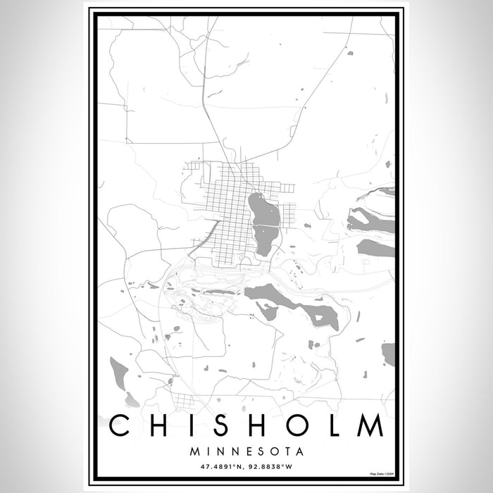 Chisholm Minnesota Map Print Portrait Orientation in Classic Style With Shaded Background