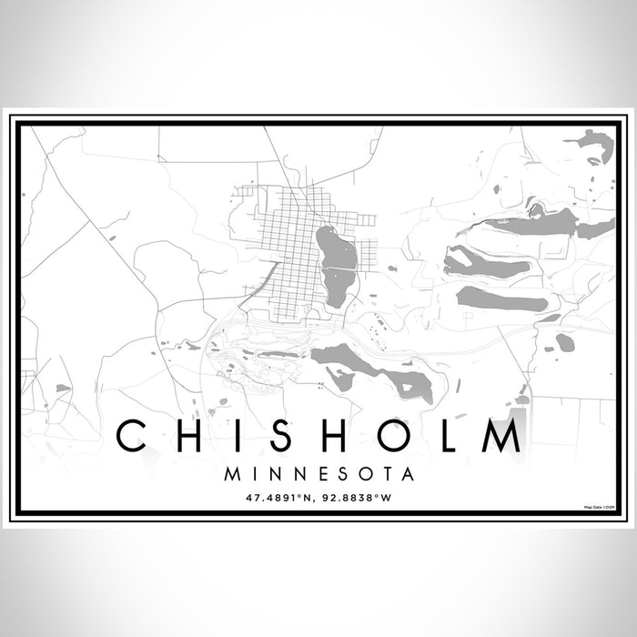 Chisholm Minnesota Map Print Landscape Orientation in Classic Style With Shaded Background