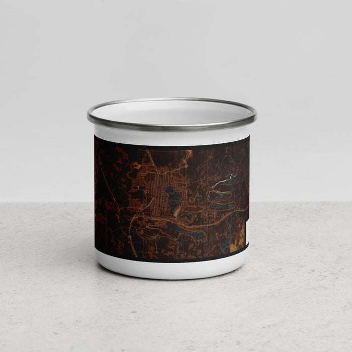 Front View Custom Chisholm Minnesota Map Enamel Mug in Ember