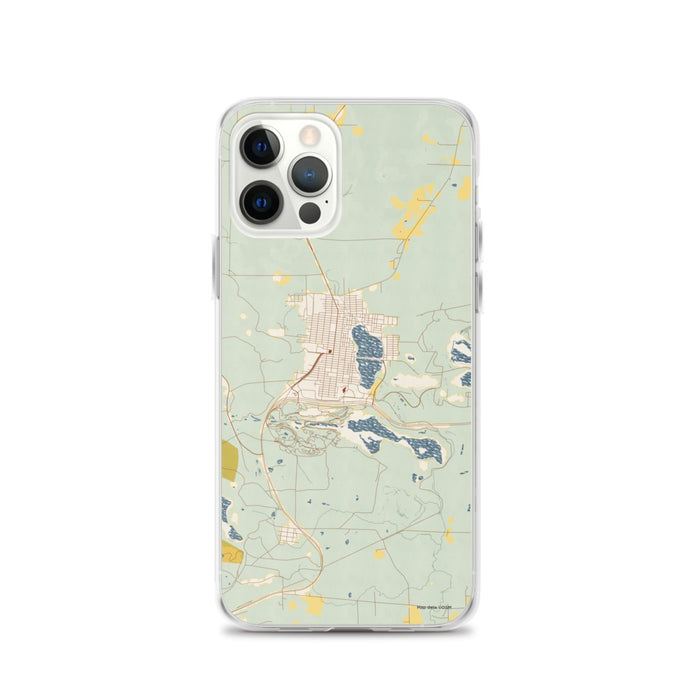 Custom Chisholm Minnesota Map iPhone 12 Pro Phone Case in Woodblock
