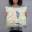 Person holding 18x18 Custom Chisholm Minnesota Map Throw Pillow in Woodblock